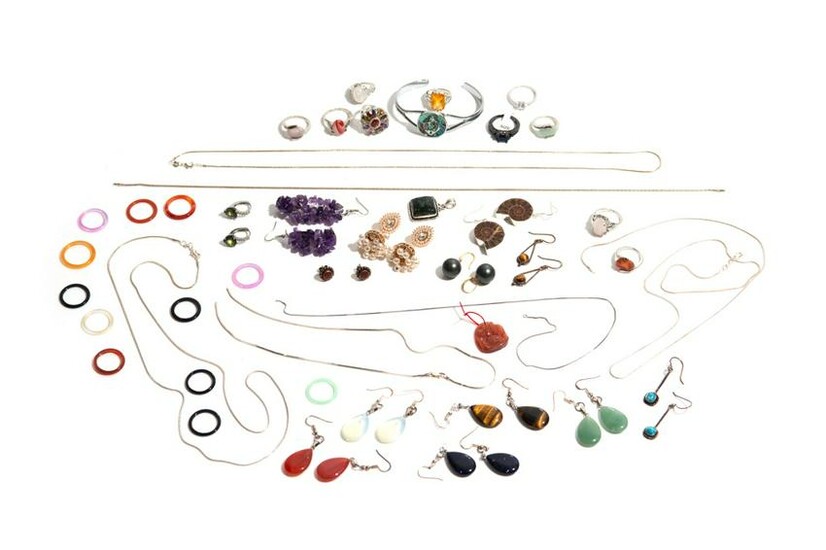 LOT OF COSTUME & SILVER JEWELLERY