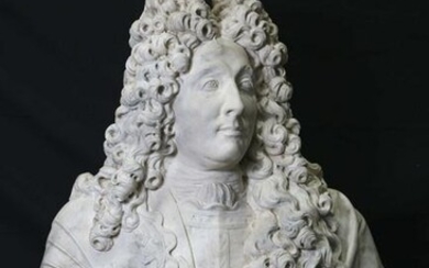 LOUIS XIV CAST BUST WITH MARBLE DUST ACCENT