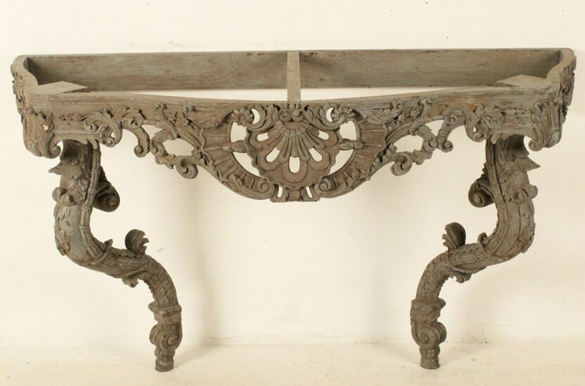 LOUIS XV STYLE CARVED POLYCHROME WOOD CONSOLE