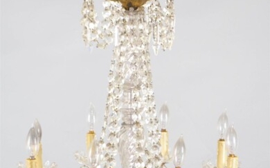 LOUIS XVI STYLE GILT METAL AND CUT GLASS EIGHT-LIGHT CHANDELIER