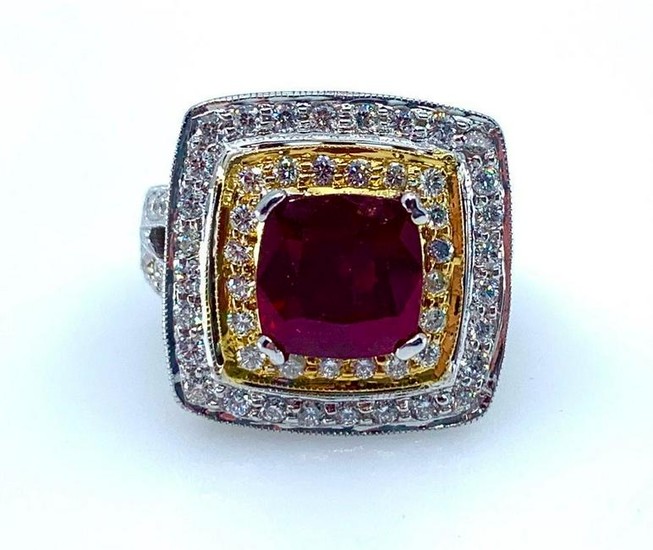 Ladies 14K White Gold Ruby and Diamond Ring