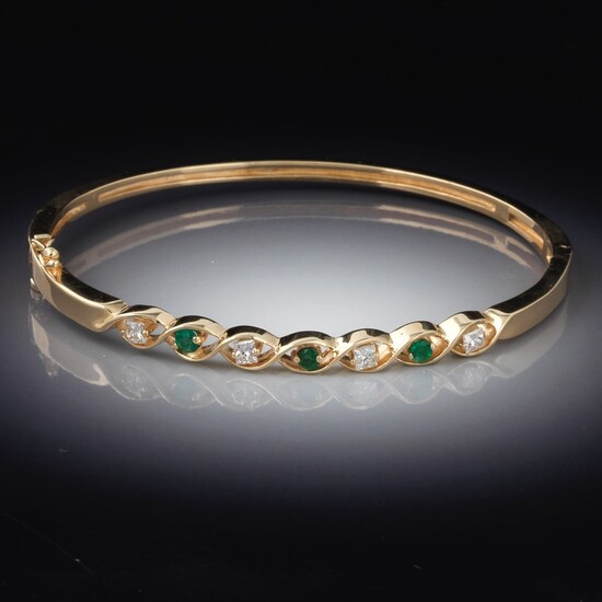 Ladies' Emerald and Diamond Bangle Bracelet