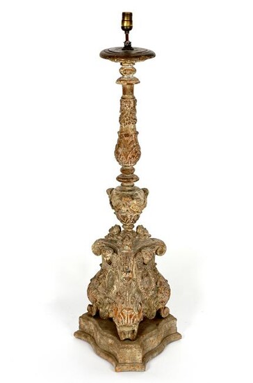 Large 18th Century Carved Italian Pricket Lamp