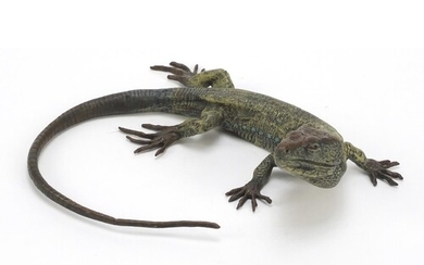 Large Austrian cold painted bronze lizard in the style of Fr...