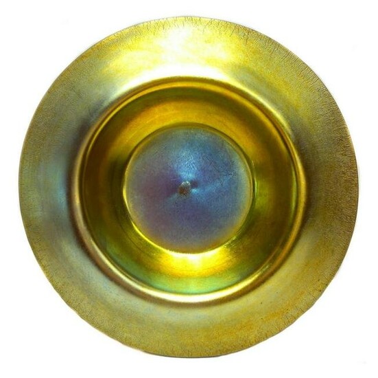 Large Steuben Aurene Gold and Blue Centerpiece Bowl