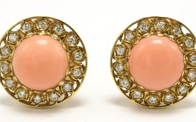 Laura Munder 18Kt Coral & Diamond Earrings