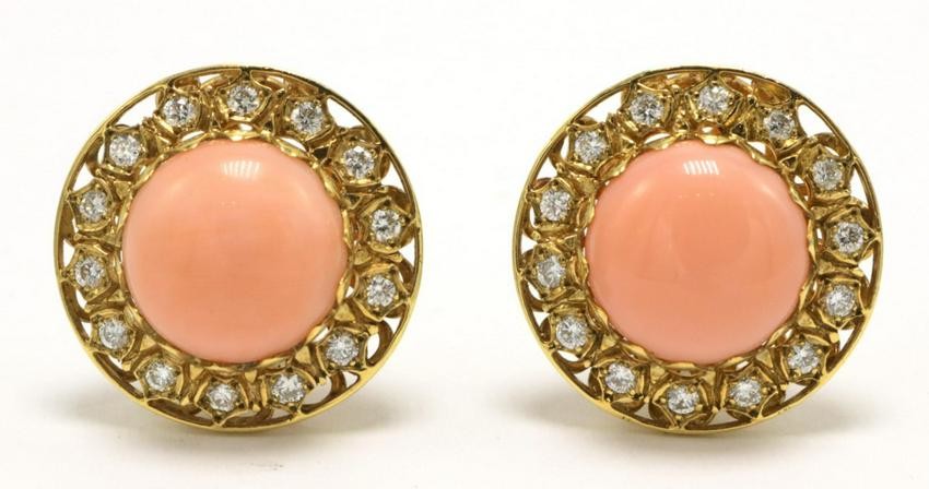 Laura Munder 18Kt Coral & Diamond Earrings