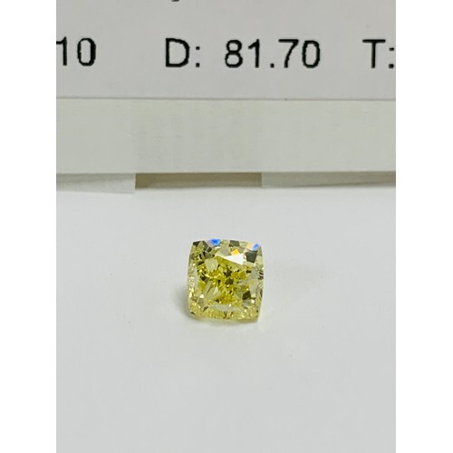 Loose diamond,1ct fancy yellow cushion cut diamond,i1 clarit...