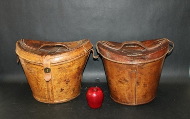 Lot of 2 Antique leather hat boxes