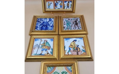 Lot of 6 Hand Painted Tiles