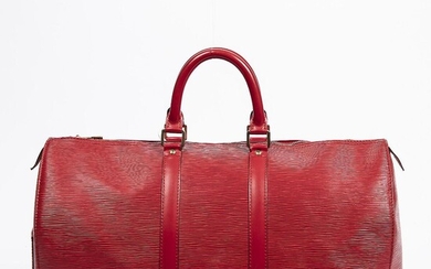 SOLD. Louis Vuitton: A "Keepall 45" travel bag made of red Epi leather with gold tone hardware, two handles and one exterior pocket. – Bruun Rasmussen Auctioneers of Fine Art