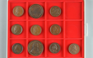 Louis XIV. Lot de 10 médailles en bronze