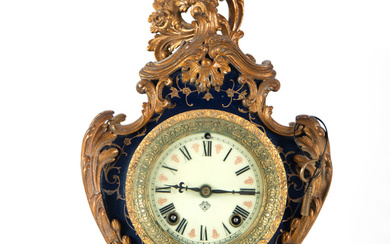 Louis XV style clock in gilt bronze and enamels, 19th...
