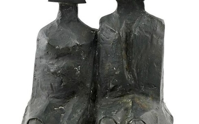 Lynn Chadwick Sitting Couple in Robes III Bronze