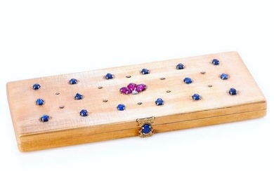 M. Buccellati Vintage Diamond Ruby Sapphire 18K Gold Compact Box