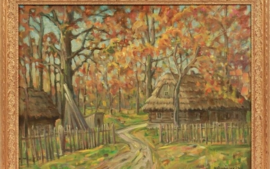 M. KARUOAWY, OIL ON CANVAS, AUTUMN PATHWAY