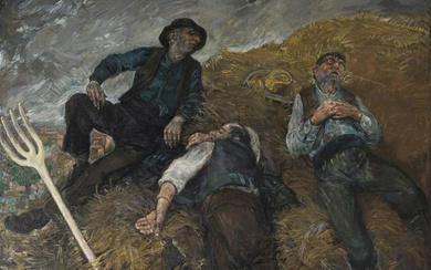 MANUEL MORENO GIMENO Valencia (1900 / 1982) "Farmers taking a nap", 1963