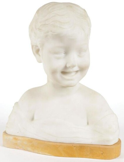 MARBLE BUST OF LAUGHING BOY CIRCA 1890