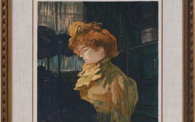 MARCEL CHARLES L. SALINAS, FRENCH 1913-2010, PORTRAIT DE FEMME, AFTER TOULOUSE-LAUTREC, Lithograph, Sight: 22 x 17 in. (55.9 x 43.2 cm.), Frame: 30 x 26 1/2 in. (76.2 x 67.3 cm.)
