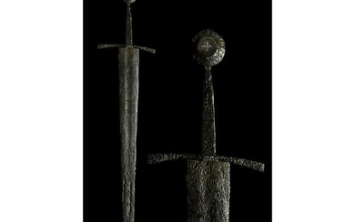 MEDIEVAL IRON SWORD WITH INLAID CROSS