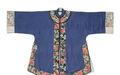 MIDNIGHT-BLUE-GROUND SILK LADY'S OVERCOAT LATE QING