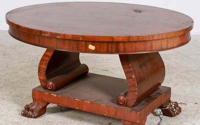 Mahogany Empire style oval cocktail table