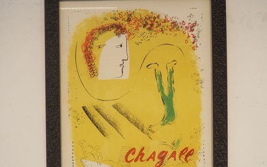 Marc Chagall (1887-1985) / Mourlot / Maeght : Lithographie couleur, hors commerce, "The Yellow background",...