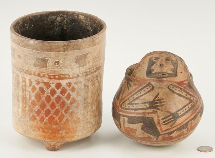 Mayan Tripod Vase and Casas Grandes Effigy Jar, 2 items