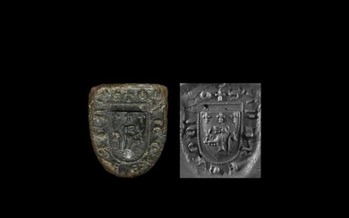 Medieval Heater-Shaped Heraldic Seal Matrix