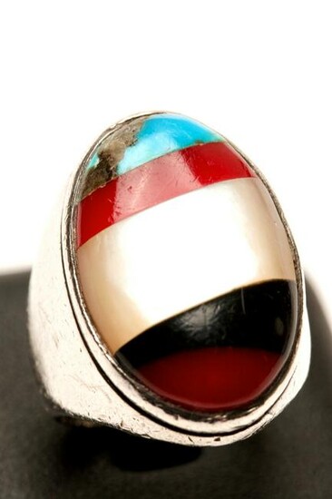 Mens Sterling Silver Cabochon Stone Ring