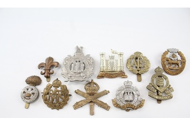 Military/Cap Badges x 10 inc. M.G.C, K.O.S.B, York And Lancs...