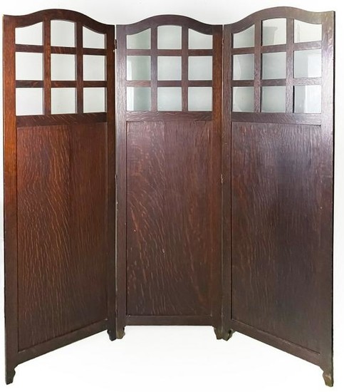 Mission Style 3 Panel Wood Screen Room Divider