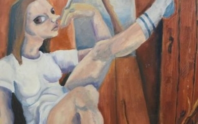 Modern Painting of Girl with Cigarette