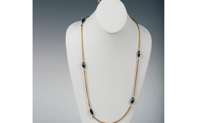 Monet Gold & Hematite Long Necklace and Clip-On Earrings