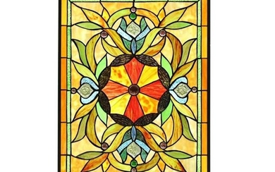 Multi Color Stained Art Glass Hanging Window Panel