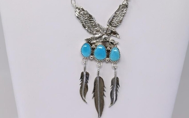 Native American Navajo Sterling Silver Turquoise Eagle