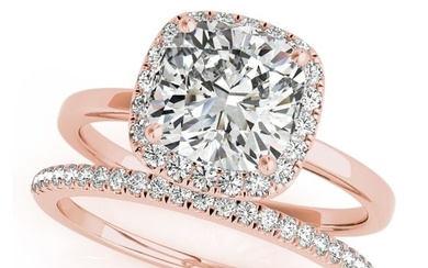 Natural 1.4 CTW Diamond Engagement Ring SET 14K Rose Gold