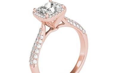 Natural 1.63 CTW Diamond Engagement Ring 14K Rose Gold