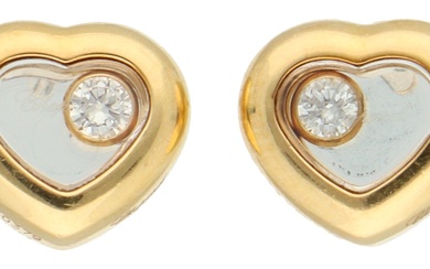 No Reserve - Chopard 18K yellow gold Happy Diamonds stud earrings set with approx. 0.11...