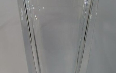 OROFORS LEAD CRYSTAL VASE SIGNED AND LABELED 12''H.