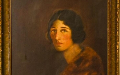 Oil on Canvas Early 20th C. Portrait Serene Woman