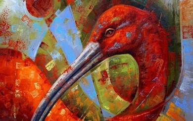 Oil painting Red ibis Sergey Voichenko