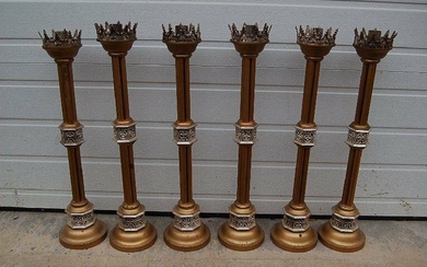 Older ornate set of 6 Altar Candlesticks, 30 1/2" tall
