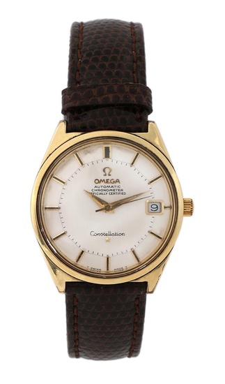 Omega A wristwatch of gold-capped steel. Model Constellation ''Pie-Pan''. Mechanical movement with...