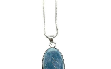 Oval Owyhee Blue Opal Necklace Pendant