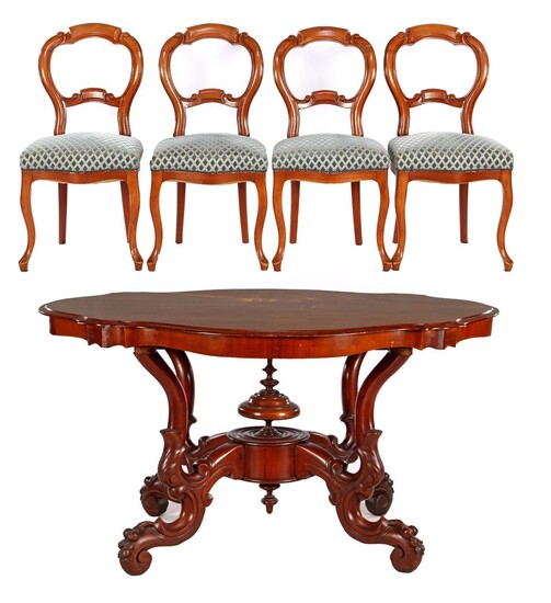 (-), Oval mahogany table on spider head, 76...