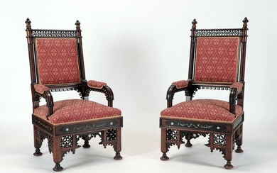 PAIR OF SYRIAN INLAID ARM CHAIRS C.1900