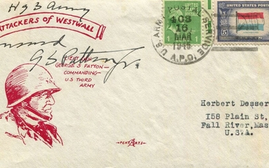 PATTON GEORGE S.: (1885-1945) American General of World War II. An attractive signed envelope issued...