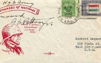 PATTON GEORGE S. : (1885-1945) Général américain de la Seconde Guerre mondiale. Une attrayante enveloppe...