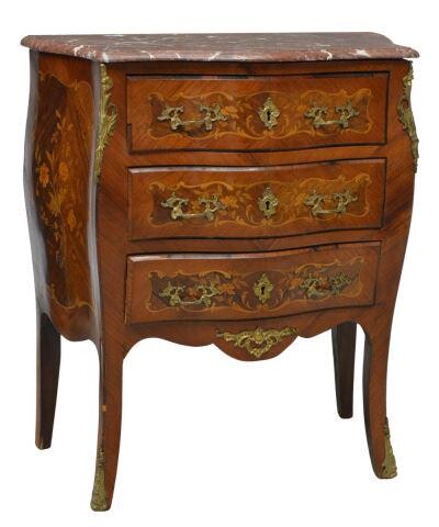 PETITE FRENCH LOUIS XV STYLE MARBLE-TOP COMMODE